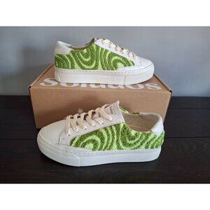 Soludos Psychedelic Spiral Ibiza Platform Sneaker in Forest Green/NIB, Sz. 6.5